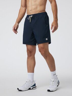 Vuori Kore Performance Shorts SZ Large Lined 7" Blue Stretch V302